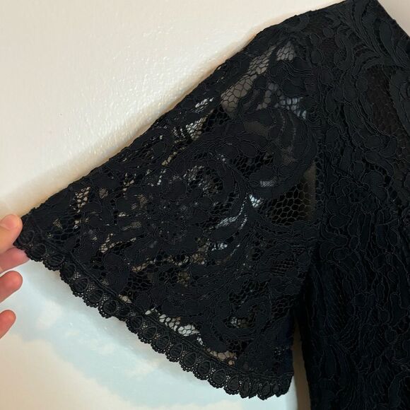 Miami Black Lace Short Sleeve Romper Size Small - Picture 8 of 11